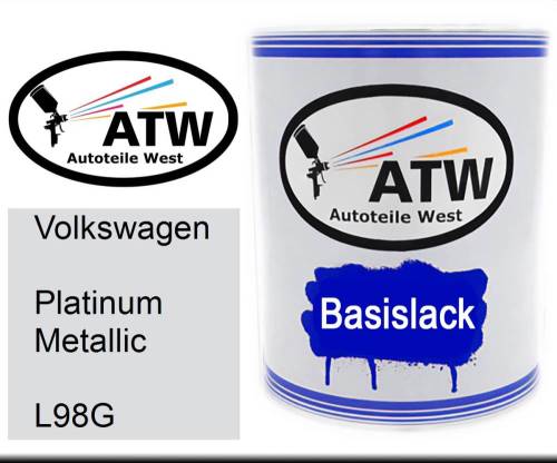 Volkswagen, Platinum Metallic, L98G: 1L Lackdose, von ATW Autoteile West.